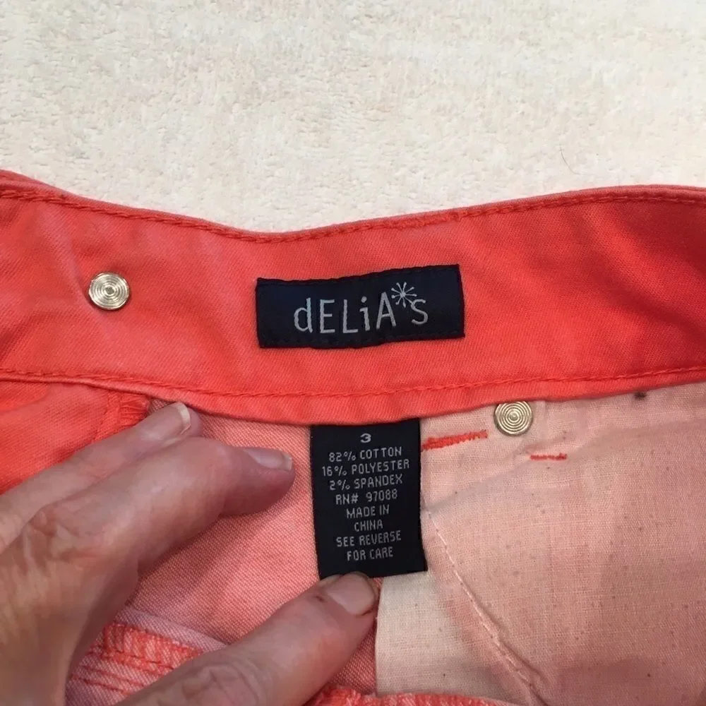 Delias Olivia orange pink shorts Small 3 cuffed